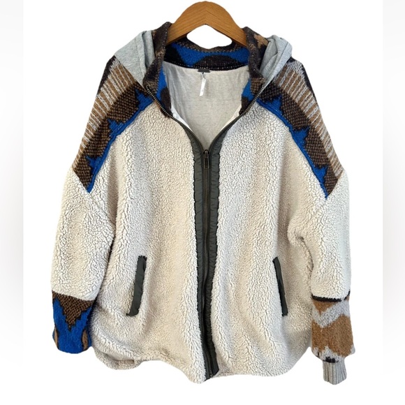 Free People In The Clouds Cardi Fleece Zip Up Hoodie Jacket Size XL - Picture 4 of 16